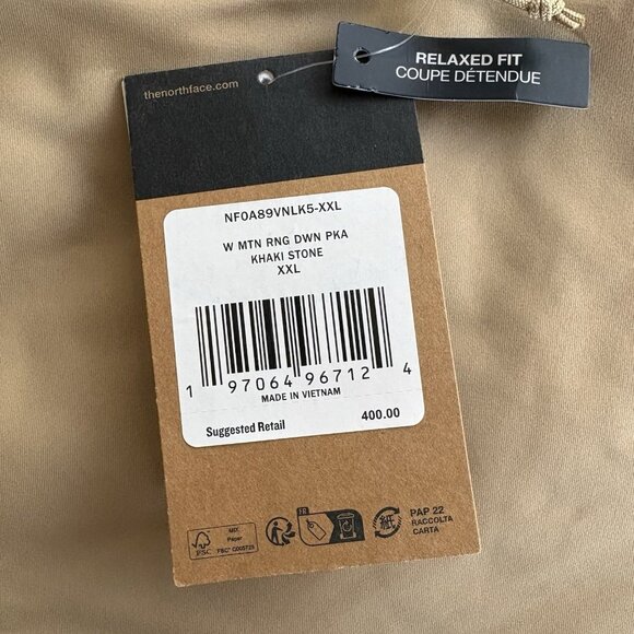 The North Face Mountain Range Down Parka Coat Khaki Stone Sz XXL NWT $400 - Picture 10 of 16